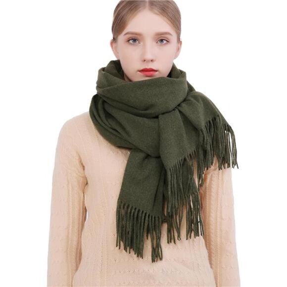 Women Pashmina Shawls Wraps Warm Soft Green - Picture 4 of 7